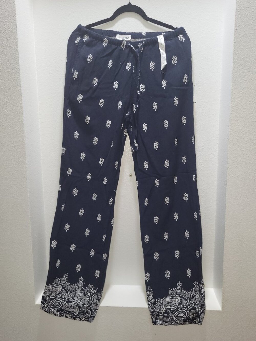 NWT Cali1850 Women's M Blue white Linen Blend Beach Pants Coastal beach Y2K